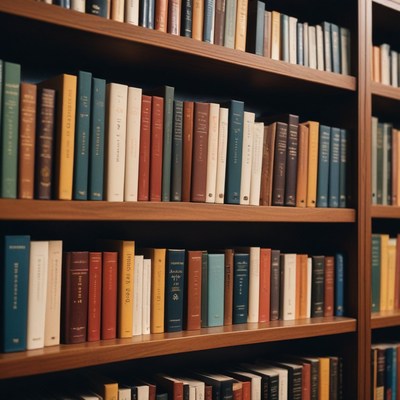 Bookshelf with various literature