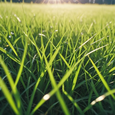 Green grass close-up in sunlight