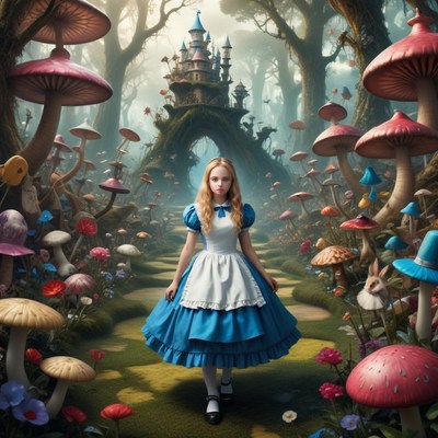 Alice in wonderland forest scene