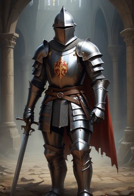 Knight in full plate armor