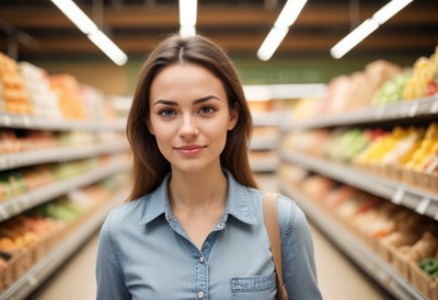 Woman shopping in grocery store
