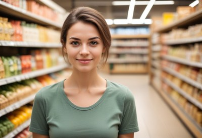 Woman shopping in grocery store