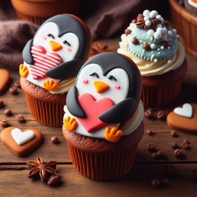 Penguin valentine cupcakes