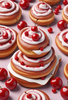 Cherry topped cinnamon rolls