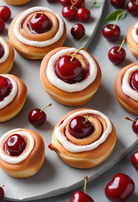 Cherry topped cinnamon rolls