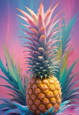 Tropical pineapple on pink background