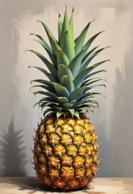 Ripe pineapple on tabletop