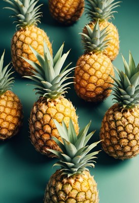 Pineapples on teal background