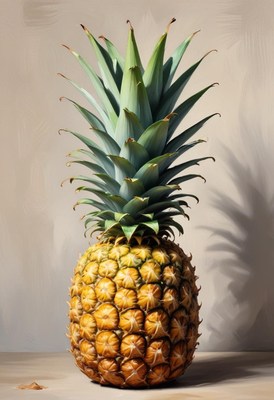 Ripe pineapple on tabletop