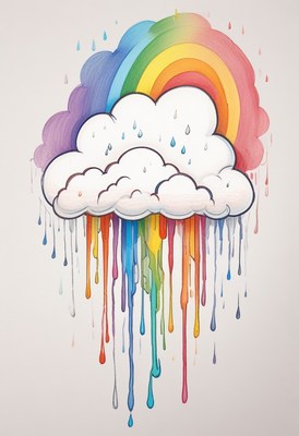 Rainbow rain cloud