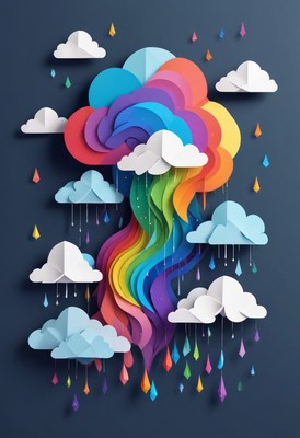 Paper clouds and rainbow