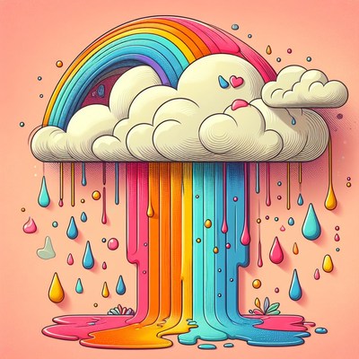 Colorful rainbow rain cloud