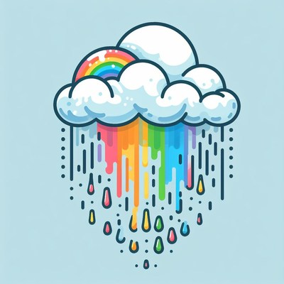 Rainbow rain cloud illustration