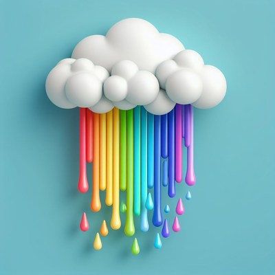 White cloud drizzling rainbow