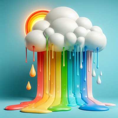 Rainbow dripping from cloud