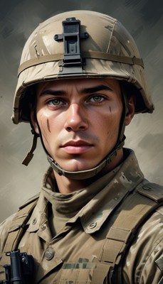 Close-up portrait of a soldier
