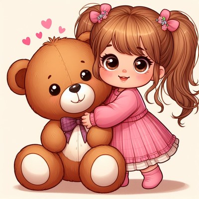 Girl hugging teddy bear