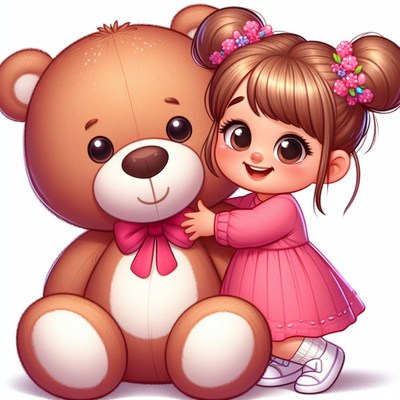 Girl hugging teddy bear