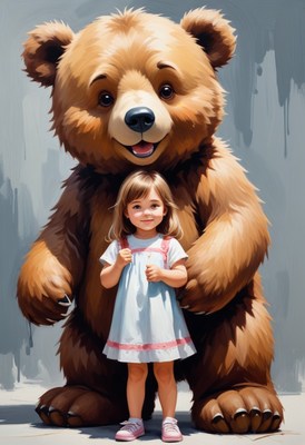 Girl with giant bear