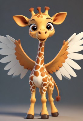 Cute giraffe with wings