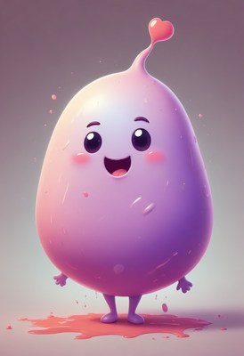 Smiling purple blob character