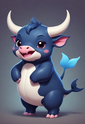 Blue bull character illustration