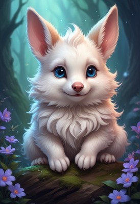 White bunny in forest