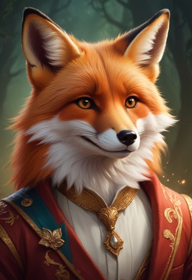 Red fox in formal attire