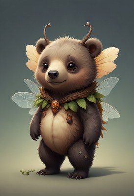 Bear cub fairy with wings