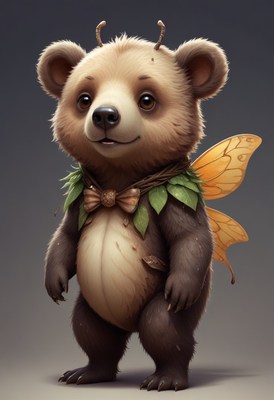 Bear cub with butterfly wings