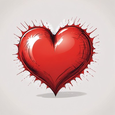 Hand-drawn red heart illustration