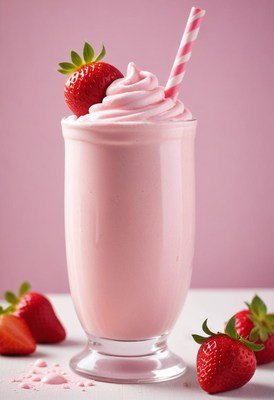 Strawberry milkshake with whipped cream