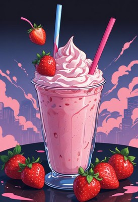 Strawberry milkshake with whipped cream
