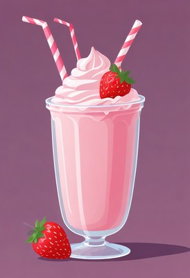 Strawberry milkshake with whipped cream