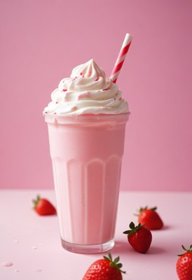 Strawberry milkshake with whipped cream