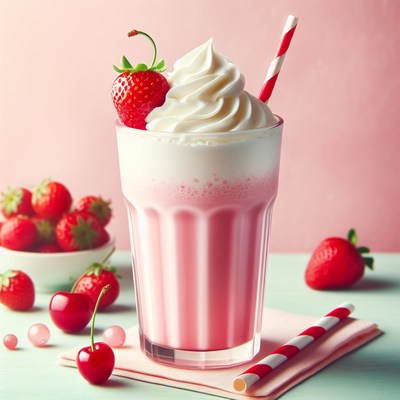 Strawberry milkshake with whipped cream