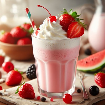 Strawberry milkshake with whipped cream