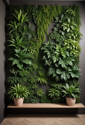 Indoor green wall with plants