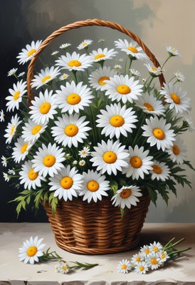 Daisies in a wicker basket
