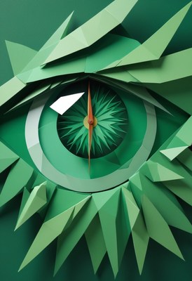 Green paper eye clock