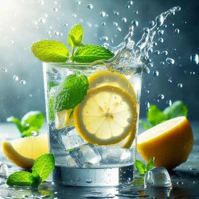 Lemonade with mint and ice