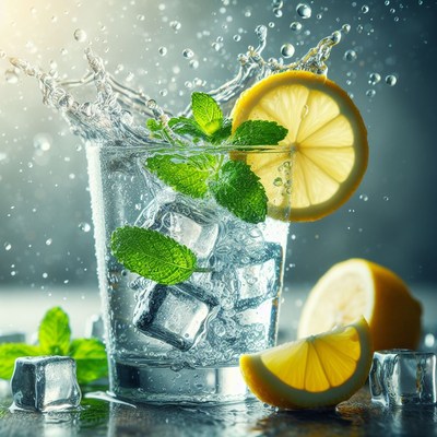 Lemon and mint water splash