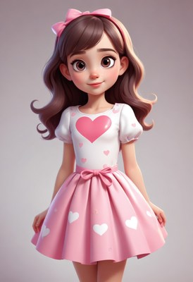 Smiling girl in pink dress