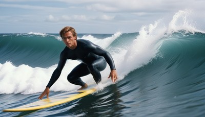 Surfer riding a wave