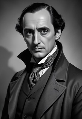 Black and white portrait of a man in a suit