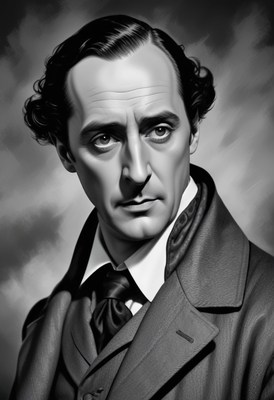 Black and white portrait of vincent price