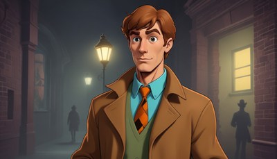 Man walking in city alley at night