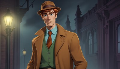 Man in fedora walks city street at night