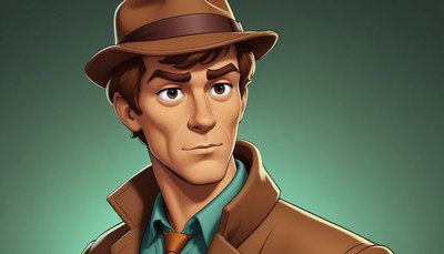 Animated detective character portrait