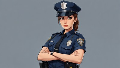 Female police officer standing with arms crossed